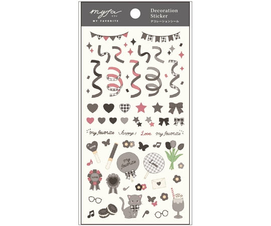 LIHITLAB myfa デコレーションシール チャコールブラック 5枚入 Y3000-24 1セット(ご注文単位1セット)【直送品】