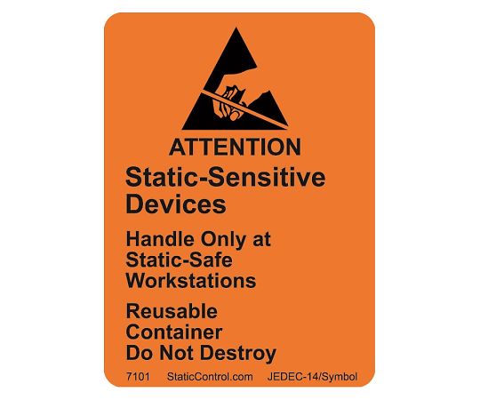 DESCO ESD警告ラベル 46mm×64mm 再利用可 500枚/巻 7101 1巻 (ご注文単位1巻)【直送品】