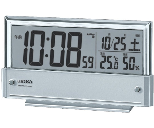 セイコー 電波デジタル目覚まし時計 107×190×41mm 銀色 SQ773S 1個(ご注文単位1個)【直送品】