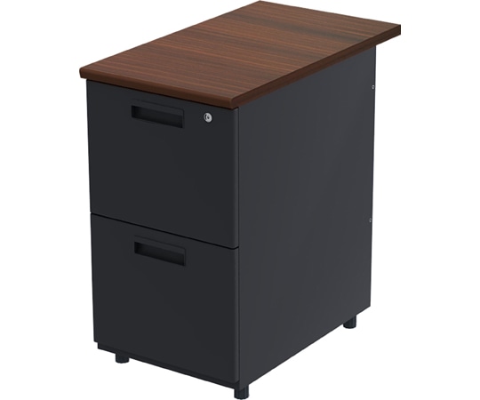 Y2K サイドデスクワゴン2段 ダークブラウン/ブラック  1台(ご注文単位1台)【直送品】