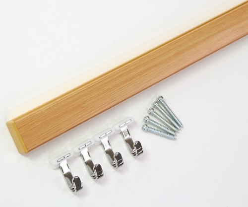 ハイロジック 壁付フックレールセット 2000mm 木目 58074 1本(ご注文単位1本)【直送品】