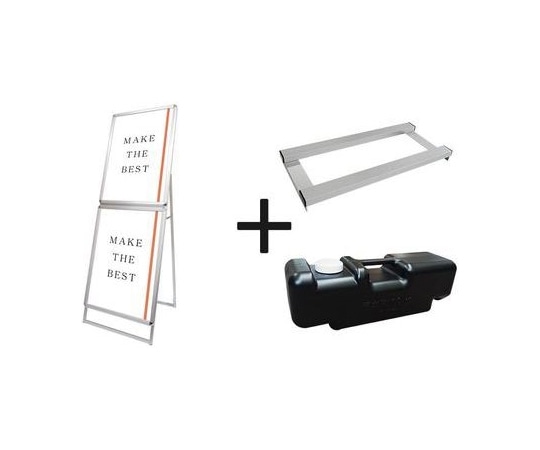 常磐精工 ポスターグリップスタンド看板コンビ(屋内用) A1A1片面シルバー ウエイトアーム・水タンクセット PGSKC-A1A1KS-3SET 1個（ご注文単位1個）【直送品】