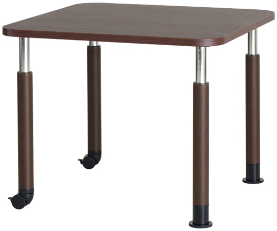 貞苅椅子製作所 メラミンテーブル(抗ウイルスメラミン天板テーブル)正方形 2人掛け ブラウン 脚B(ラチェット昇降脚) TM4-K9090 BR 1台（ご注文単位1台）【直送品】