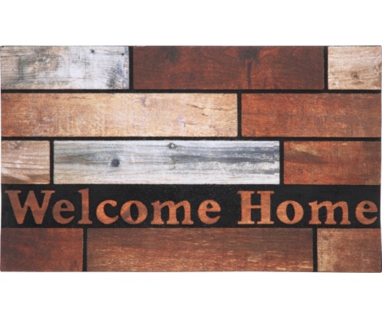 不二貿易 ラバーマット ウェルカムホーム 木目 75x45 1セット(5個入) 24744 1セット(ご注文単位1セット)【直送品】