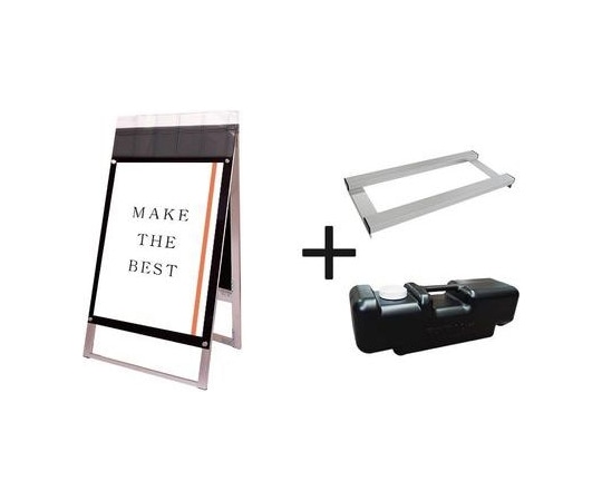 常磐精工 ポスター用スタンド看板マグネジ パンフレットケース付 A1両面ブラック(屋外用) ウエイトアーム・水タンクセット PSSKMNP-A1RB-G-3SET 1個（ご注文単位1個）【直送品】