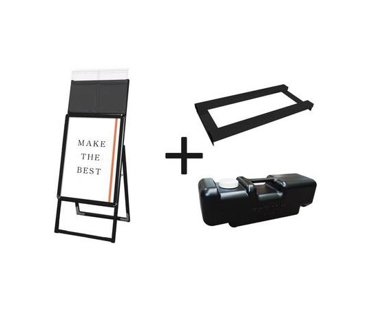 常磐精工 ポスターグリップスタンド看板カタログケース付(屋外用) A2片面ブラック ウエイトアーム・水タンクセット PGSKK-A2KB-G-3SET 1個（ご注文単位1個）【直送品】