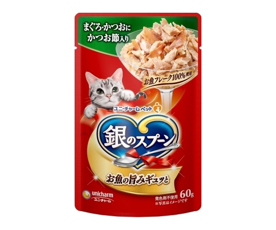 ユニ・チャーム 銀のスプーン パウチ まぐろ・かつおにかつお節入り 60g  1個（ご注文単位1個）【直送品】