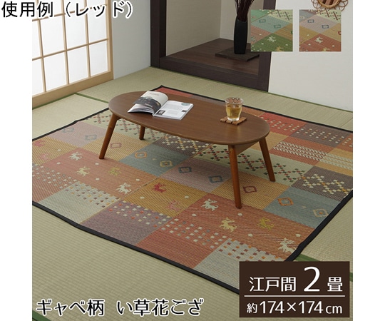 イケヒコ・コーポレーション い草ラグ 花ござ カーペット ラグ 2畳 ギャッベ柄 抗菌防臭消臭 グリーン 1030840120202 1枚（ご注文単位1枚）【直送品】