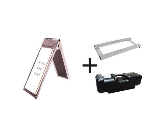 常磐精工 ポスター用スタンド看板パンフレットケース付 A3縦縦ロウ両面ブラック(屋内用) ウエイトアーム・水タンクセット PSSKP-A3TTLRB-3SET 1個（ご注文単位1個）【直送品】