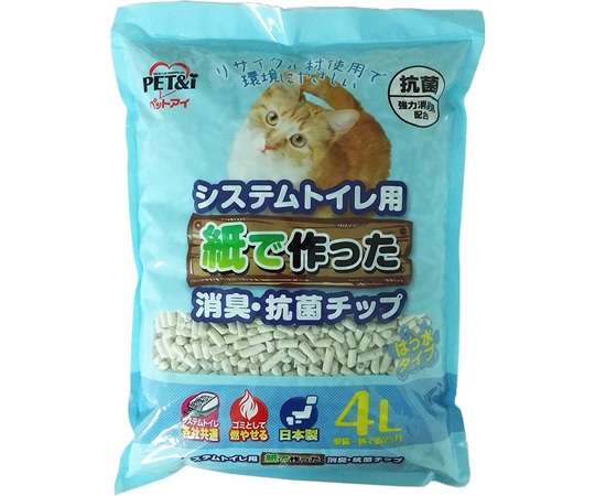 ペットアイ システムトイレ用 紙で作った消臭・抗菌チップ 4L  1個（ご注文単位1個）【直送品】