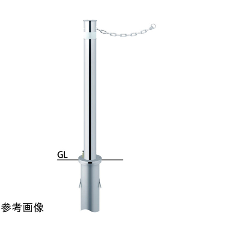 サンポール ロングリフター ステンレス 上下式車止め(バリアフリータイプ)鎖内蔵 カギ付 φ76.3 LAH-8KC-BF 1本(ご注文単位1本)【直送品】