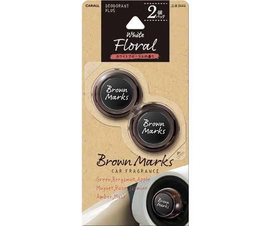 CARALL ブラウンマークスクリップ ホワイトフローラル 2個パック 3444 1パック（ご注文単位1パック）【直送品】