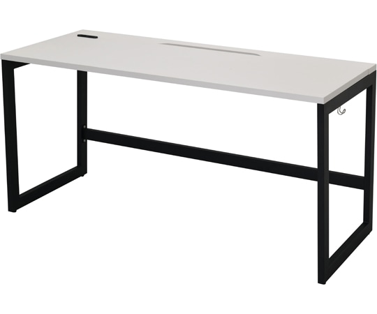 アール・エフ・ヤマカワ リスム デスク W1400×D600 ホワイト×ブラック脚 2ヶ口コンセント付き RFFLD-1460WH-BL 1台(ご注文単位1台)【直送品】