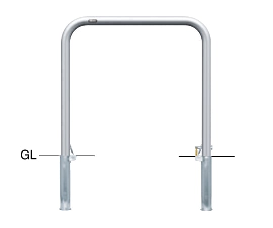 サンポール ステンレス アーチ型車止め 差込式カギ付 φ42.7(t2.0)×W700×H650mm AA-42SK7-650 1台(ご注文単位1台)【直送品】
