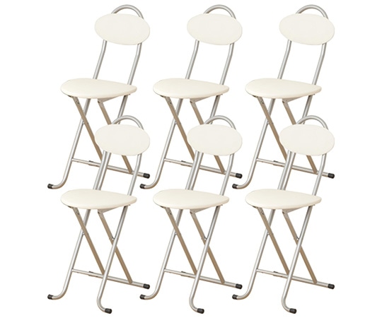 山善(YAMAZEN) 折りたたみチェア(背もたれ付) 6脚セット ホワイト/シルバー YZX-35(WH/SG)*6 1セット(ご注文単位1セット)【直送品】