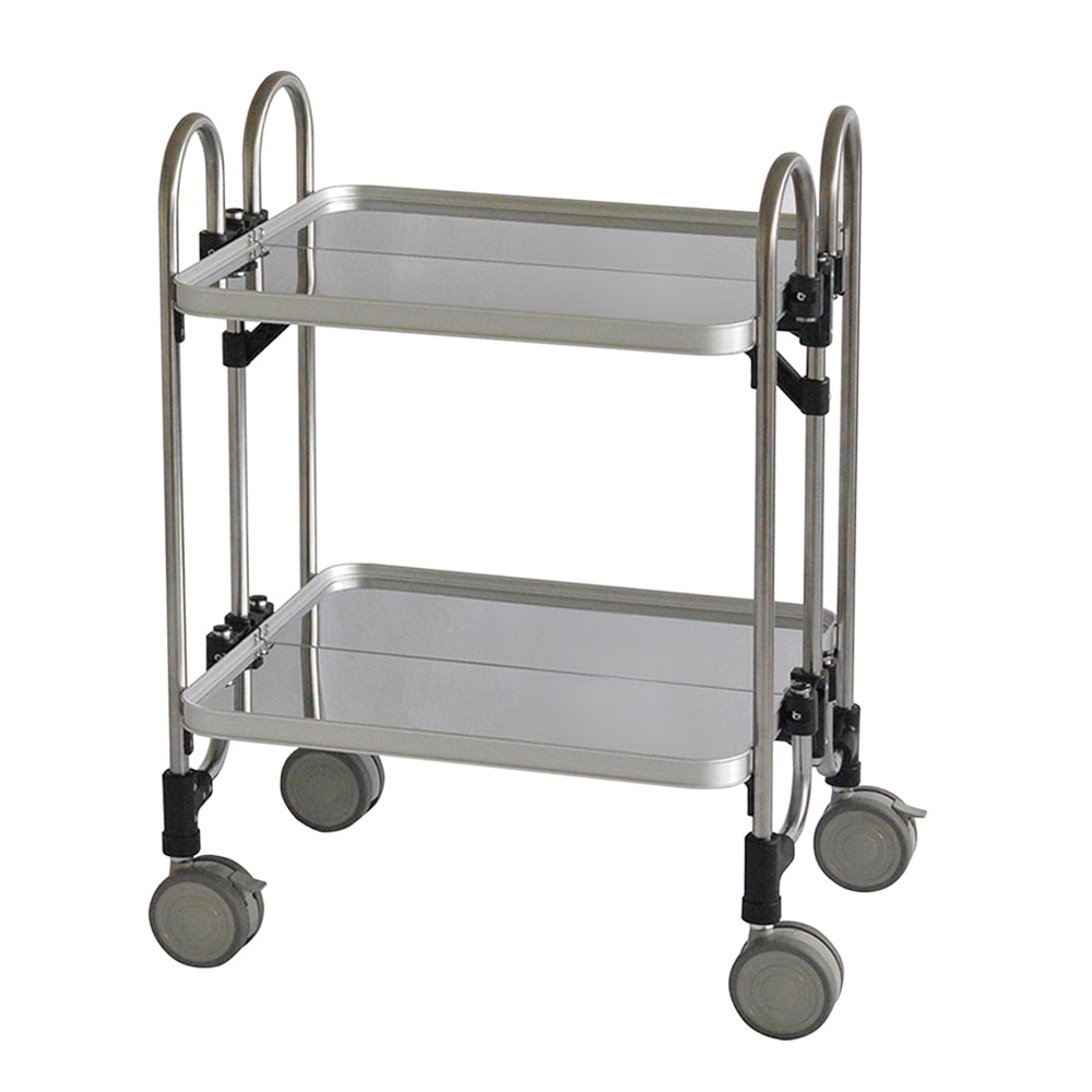 トクヤマ 折りたたみ式ワゴン 613×505×838mm 2段 シルバー HEA-2 1台（ご注文単位1台）【直送品】