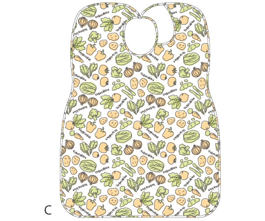 ニシキ（シニア・介護用品） 大人用食事エプロン 野菜柄 クリーム P9693-C 1枚（ご注文単位1枚）【直送品】