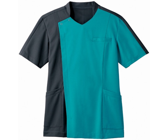 住商モンブラン スクラブ メンズ 半袖 ピーコックグリーン/チャコールグレイ M 72-1274 M 1枚（ご注文単位1枚）【直送品】