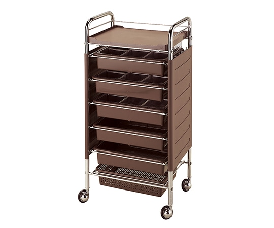 アズワン 仕切り付収納ワゴン(C265) ブラウン 1個(ご注文単位1個)【直送品】