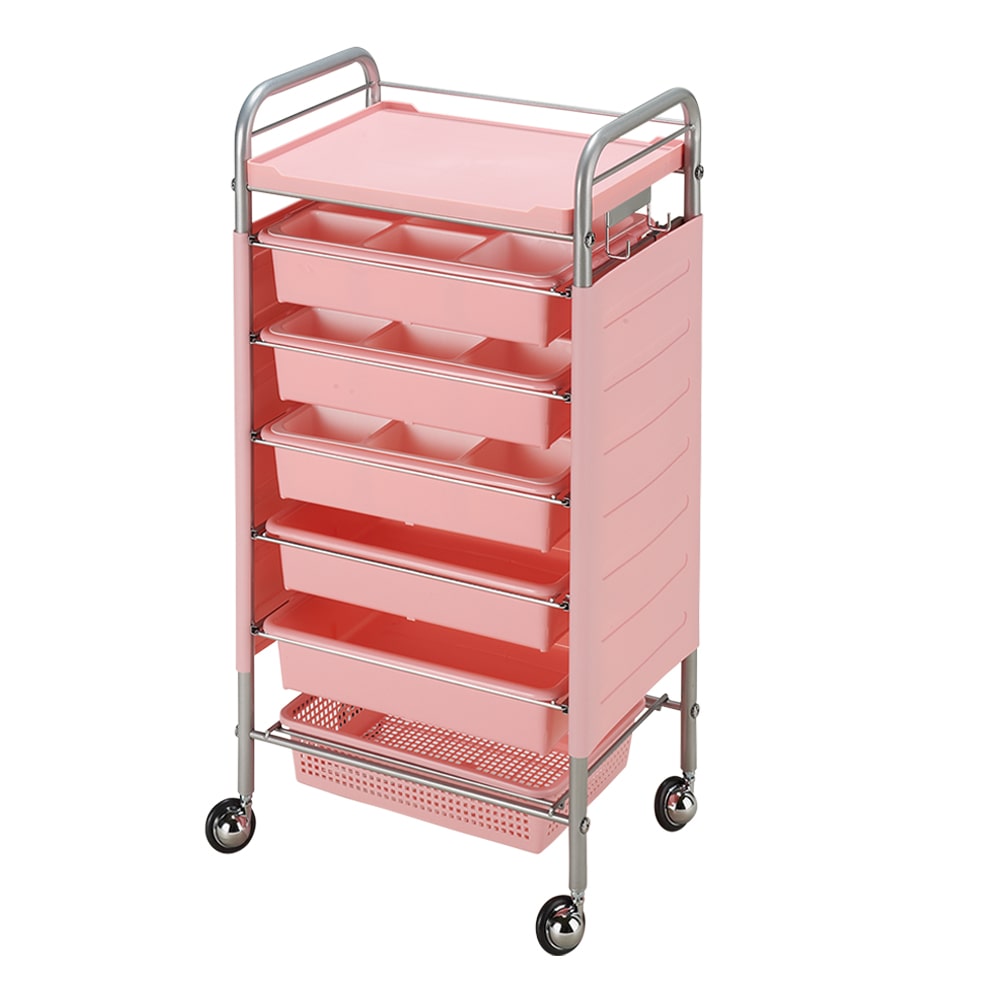 アズワン 仕切り付収納ワゴン(C265) ピンク 1個(ご注文単位1個)【直送品】