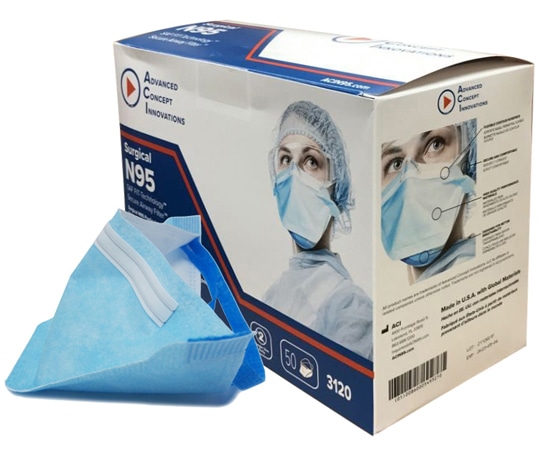ACI ACI サージカルN95マスク くちばし型折たたみ式 ブルー 50枚入 アメリカ製 JU005 1箱(ご注文単位1箱)【直送品】