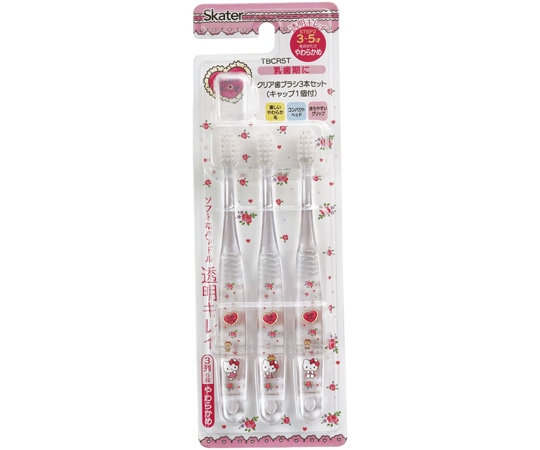 スケーター クリア歯ブラシ3本セット KTラブリーフラワー TBCR5T 1個（ご注文単位1個）【直送品】