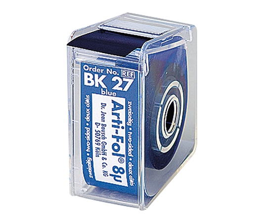 プレミアムプラスジャパン 8μ咬合紙アルティ・フォル ロールケース・両面 青 BK27 1個(ご注文単位1個)【直送品】