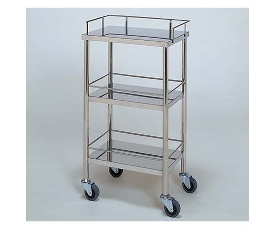 柏ステンレス工業 ステンレスワゴン 機械卓子 (静音使用 枠付) 3段 450×300×800mm ステンレスワゴンMA-541 1個(ご注文単位1個)【直送品】
