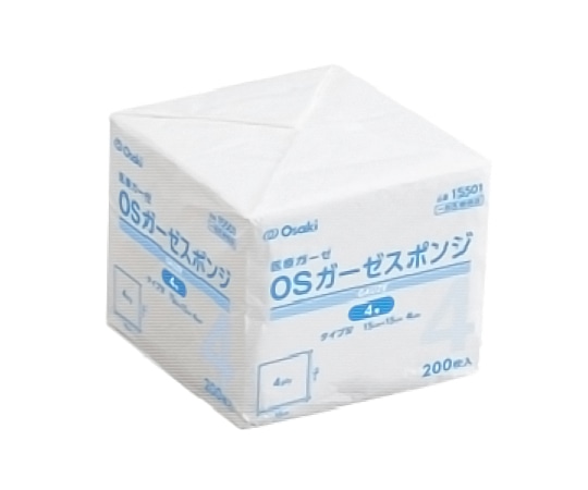 オオサキメディカル OSガーゼスポンジ 4号 200枚入 15501 1パック（ご注文単位1パック）【直送品】