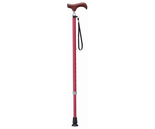 ケイ・ホスピア スリムネックお洒落ステッキ 伸縮式 ブラウン/レッド E-203A 1本（ご注文単位1本）【直送品】