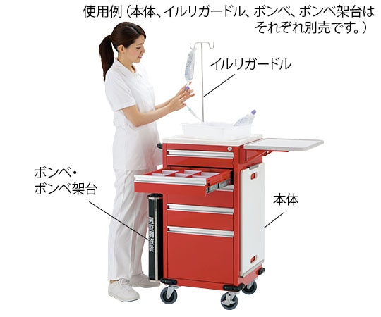 ナビス（アズワン） とっても静かな救急カート TSE-R 1台（ご注文単位1台）【直送品】