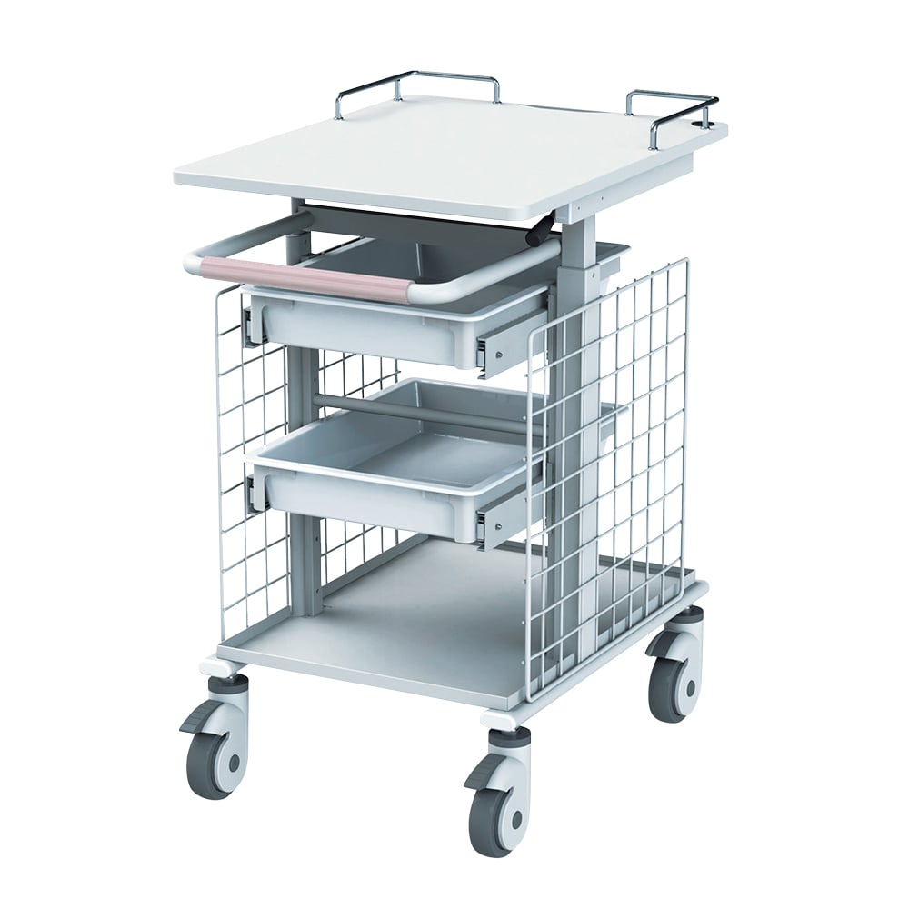 ナカバヤシ 電子カルテワゴンスリム(昇降タイプ サイドネット付き) 470×683×830~1050 RKW-502 1個(ご注文単位1個)【直送品】