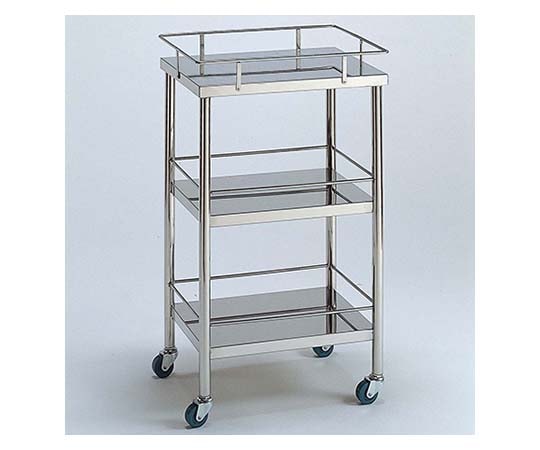 柏ステンレス工業 ステンレスワゴン 機械卓子M (4方枠付) 3段 ステンレスワゴンMA-3Q-M 1個(ご注文単位1個)【直送品】