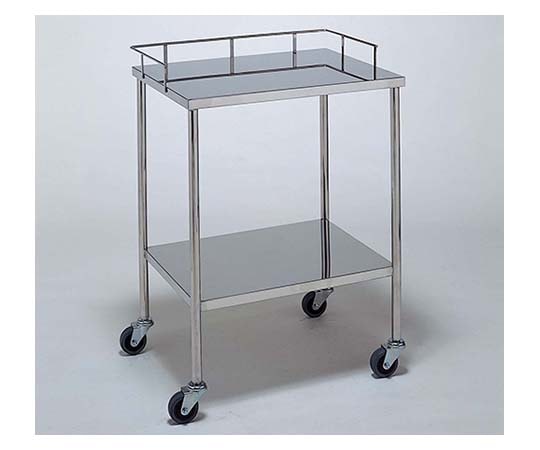 柏ステンレス工業 ステンレスワゴン 機械卓子 (静音使用 3方枠付) 2段 450×300×800mm ステンレスワゴンMA-531 1個(ご注文単位1個)【直送品】