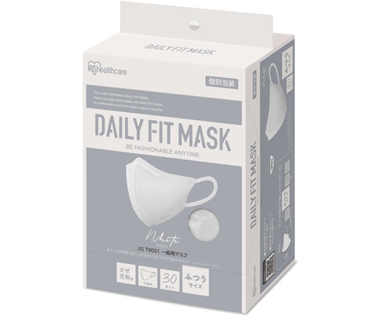 アイリスオーヤマ DAILY FIT MASK 立体 ふつう 30枚入 ホワイト RK-F30SW 1個(ご注文単位1個)【直送品】