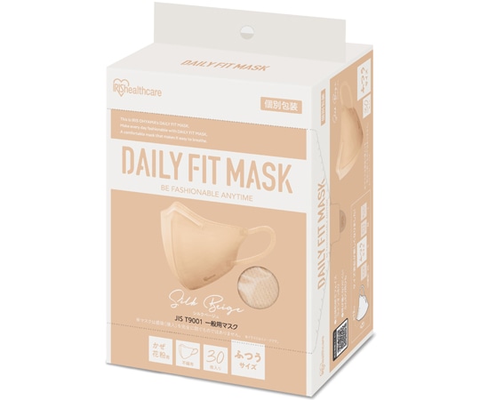 アイリスオーヤマ DAILY FIT MASK 立体 ふつう 30枚入 シルクベージュ RK-F30SSB 1個(ご注文単位1個)【直送品】