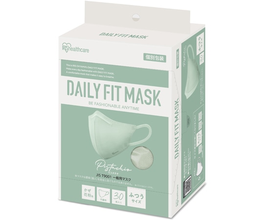 アイリスオーヤマ DAILY FIT MASK 立体 ふつう 30枚入 ピスタチオ RK-F30SXA 1個(ご注文単位1個)【直送品】