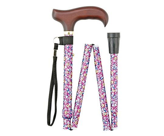 マキテック 折りたたみステッキ 細身 赤小花 FS-60RE 1本（ご注文単位1本）【直送品】