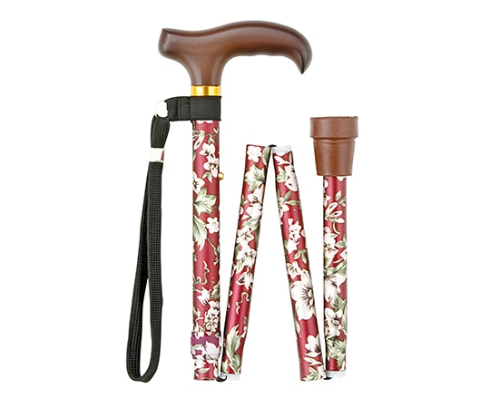 マキテック SKステッキ（折りたたみ・太身） 赤花柄 FS-80RE 1本（ご注文単位1本）【直送品】