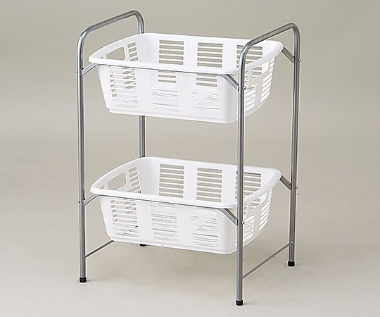 ナビス（アズワン） 脱衣カゴワゴン・ラック2段式 ホワイト アジャスター付 YBW-2 1台（ご注文単位1台）【直送品】