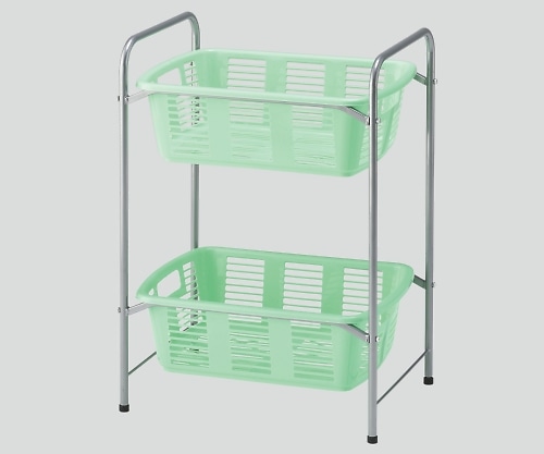 ナビス（アズワン） 脱衣カゴワゴン・ラック2段式 マスカットグリーン アジャスター付 YBW-2G 1個（ご注文単位1個）【直送品】