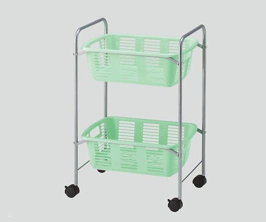 ナビス（アズワン） 脱衣カゴワゴン・ラック2段式 マスカットグリーン キャスター有り YBW-2CG 1個（ご注文単位1個）【直送品】