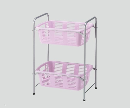 ナビス（アズワン） 脱衣カゴワゴン・ラック2段式 ラベンダーピンク アジャスター付 YBW-2P 1個（ご注文単位1個）【直送品】
