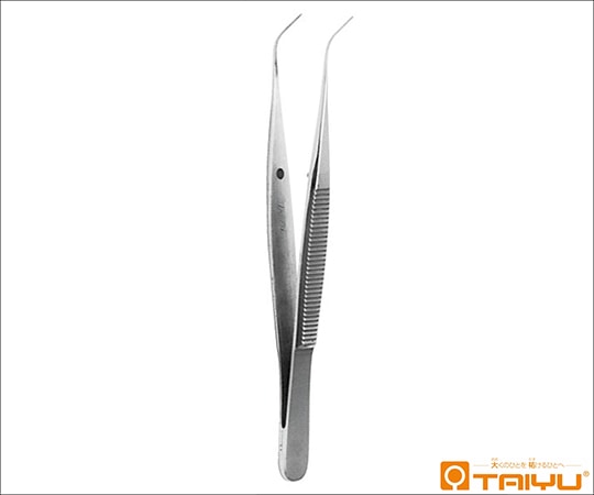TAIYU（大祐医科工業） 虹彩鑷子 曲 有鈎 併式 ダボ付 全長10cm TY-062B 1本（ご注文単位1本）【直送品】