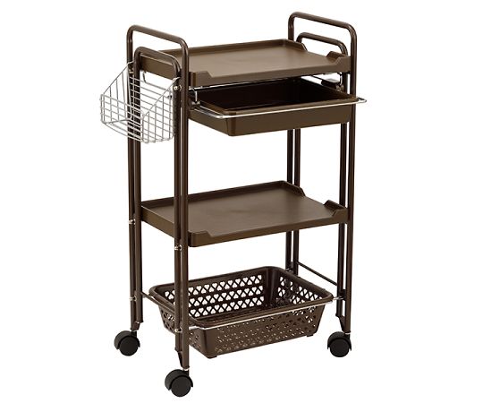 フィフティ・ヴィジョナリー カゴ付3段ワゴン（ブラウン） FV-126-BR 1台（ご注文単位1台）【直送品】