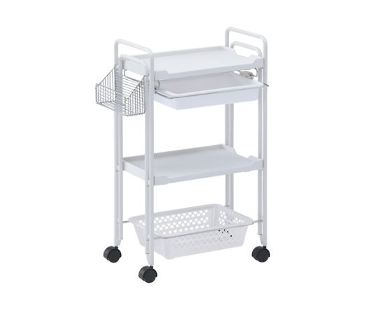 フィフティ・ヴィジョナリー カゴ付3段ワゴン（ホワイト） FV-126-WH 1台（ご注文単位1台）【直送品】