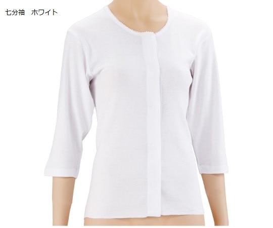 オオサキメディカル PHワンタッチ肌着 前開 婦人 七分袖 L ホワイト 74804 1パック（ご注文単位1パック）【直送品】