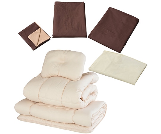 山善(YAMAZEN) 布団7点セット シングル(抗菌防臭 ピーチスキン加工 固綿) ブラウン/ベージュ YEF-7SP1P(BR/BE) 1セット(ご注文単位1セット)【直送品】