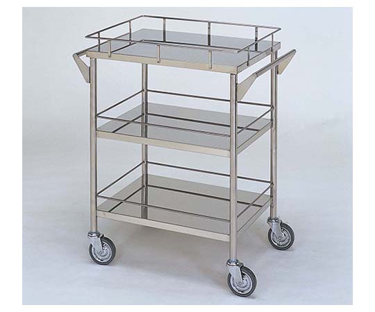 柏ステンレス工業 ステンレスワゴン 回診車M (枠付) 3段 ステンレスワゴンMB-3G-M 1個(ご注文単位1個)【直送品】