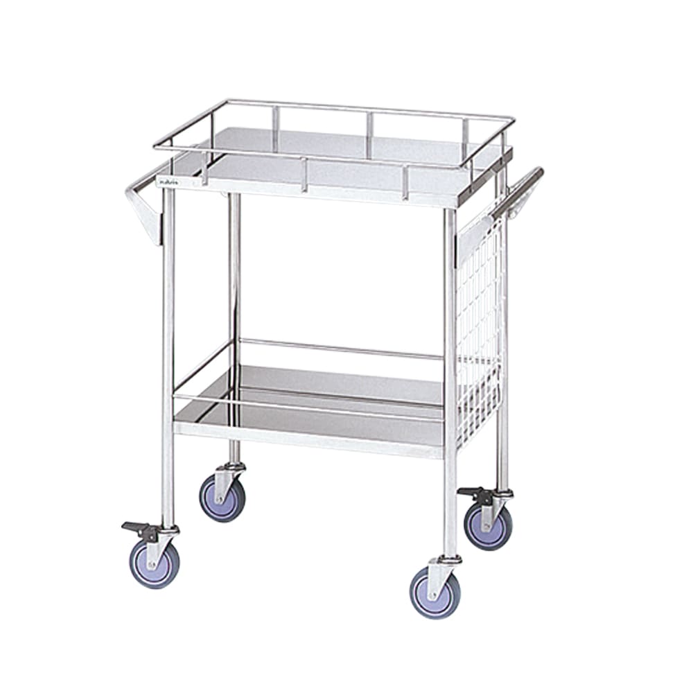 ナビス（アズワン） サイドネットワゴン 天板4方手摺付き 600×450×855mm Bタイプ  1台（ご注文単位1台）【直送品】